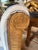 1980s Woven Rattan Slipper Chairs in Blue and White Stripe For Sale - Image 4 of 4