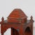 Vintage Indian Painted Teakwood Mandir or Home Temple, with a stepped pagoda style top, scalloped archways on 3 sides and...