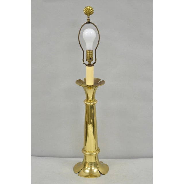 Vintage Remington Hollywood Regency Brass Lotus Flower Candlestick Table Lamp For Sale - Image 12 of 12
