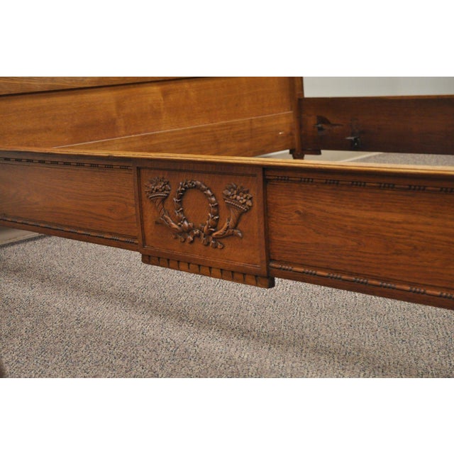 Antique Golden Tiger Oak Victorian Bed Frame Full Size High Back French