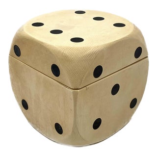 1950s Modern Parchment Dice-Shaped Parchment Cigarette Box, Carillon, Italy For Sale