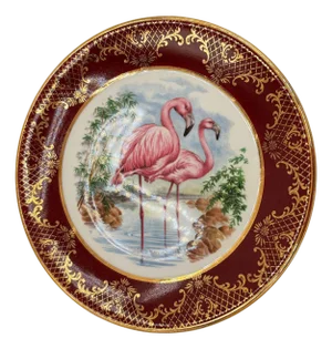 1970s Mid-Century Round Pink Flamingo Salad Plate by Royal Falconware England