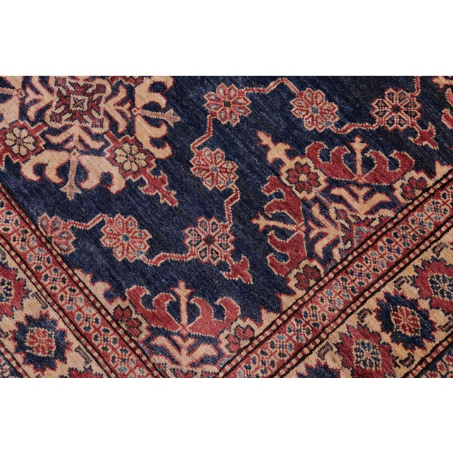 Shabby Chic Southwestern Super Kazak Blue/Tan Wool Rug - 4'8'' X 6'1'' For Sale - Image 3 of 10