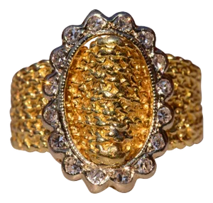 The Flagg Ave: Vintage Two Tone Textured Buckle Ring with Natural Diamonds