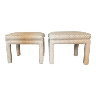 1980’s Milo Baughman Style Parsons Upholstered Stools - a Pair For Sale