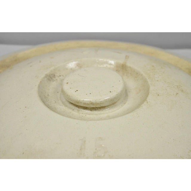 Antique American Primitive Salt Glazed Ceramic 15 Gallon Crock Pot Lid Cover For Sale - Image 11 of 15
