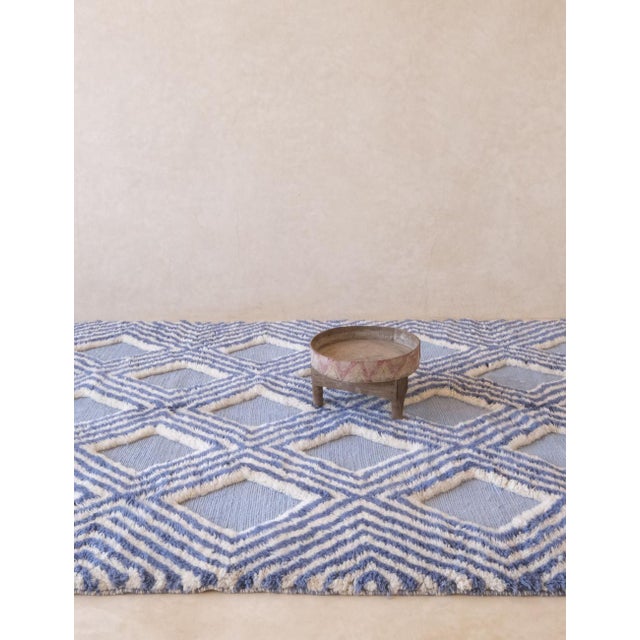 Textile Blue Contemporary Wool Rug - 10 X 6.8 Ft For Sale - Image 7 of 8