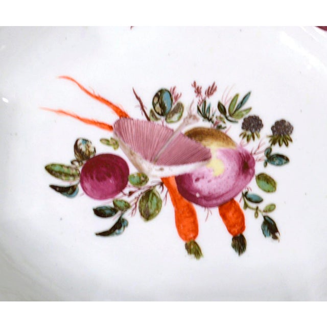 Ceramic Pair of 18th Century Chelsea Porcelain Octagonal Dishes With Vegetables For Sale - Image 7 of 8