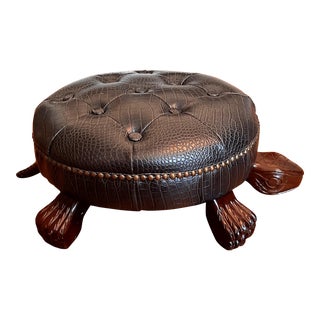 Turtle Tortoise Leather Ottoman For Sale