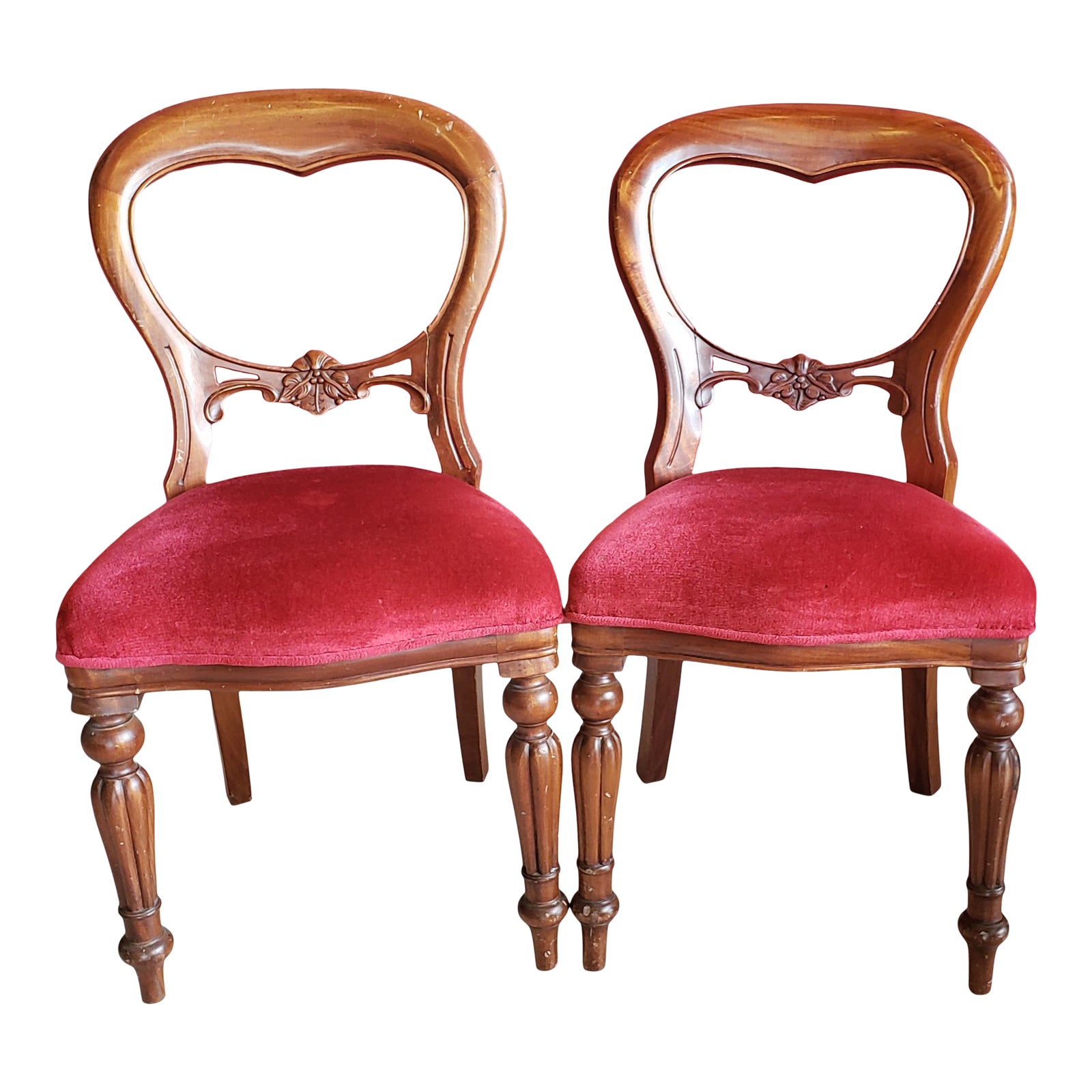 1980s Vintage Red Velvet Chairs a Pair Chairish