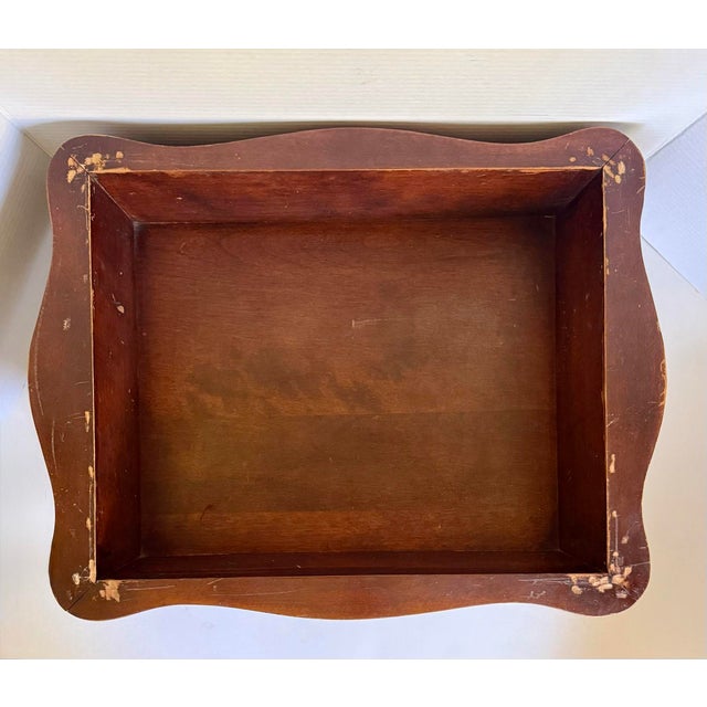Antique Upholstered Wood Serpentine Storage Footstool on Bun Feet For Sale - Image 10 of 12