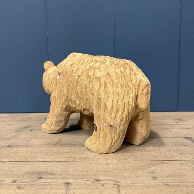 Vintage Wooden Carved Bear For Sale - Image 5 of 12