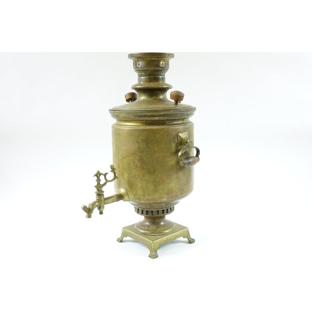 Antique 19th-Century Russian Brass Samovar – 10.5" x 13" x 18.5" A stunning piece of 19th-century craftsmanship, this...