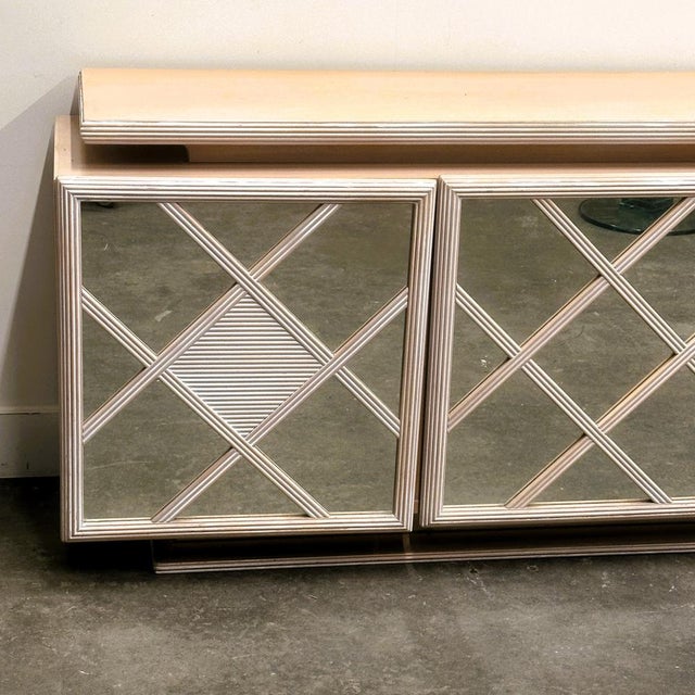 Contemporary Soft Pink Geometric Mirrored Sideboard from Roche Bobois, 1980s For Sale - Image 3 of 12