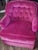W. & J. Sloane Pair of W. & J. Sloane Vintage MCM Fuschia Pink Velvet Swivel-Rocker Chairs For Sale - Image 4 of 5