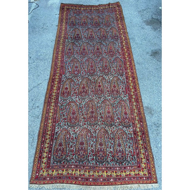 Baby Blue 1880s Ghahgahi Paisley Wool Rug For Sale - Image 8 of 12