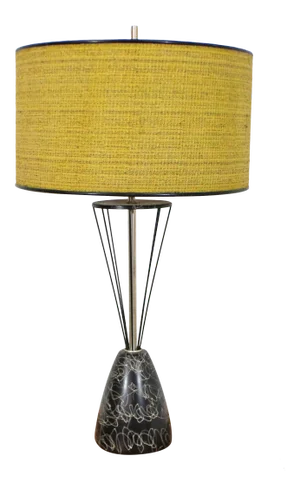 Mid-Century Modern Caged Wire Base Drum Shade Painted Tall Table Lamp 39"