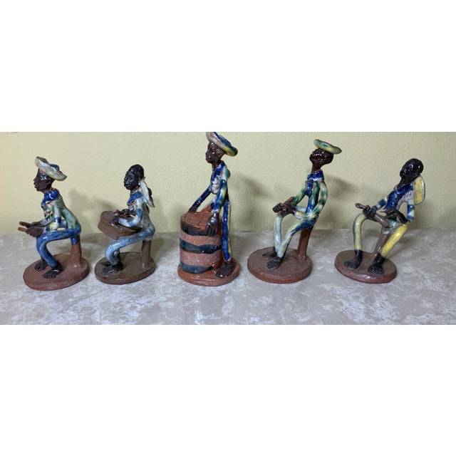 1990s Late 20th Century Caribbean Musical Group Ceramic Figurines - Set of 5, Made in Antigua For Sale - Image 5 of 12