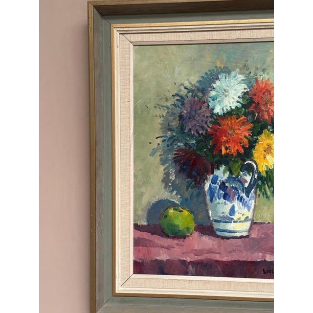 Eric Lundgren, Asters in Ceramic Vase, 1950s, Oil on Canvas, Framed For Sale - Image 17 of 18