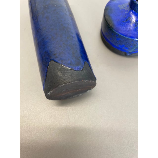 Blue Ceramic Studio Vase from Gerhard Liebenthron, Germany, 1970s, Set of 2 For Sale - Image 16 of 18