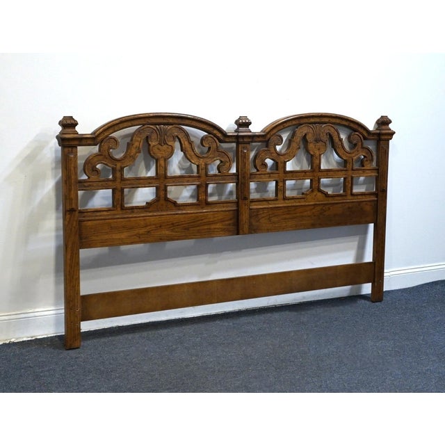 English Drexel Heritage Bishopsgate Collection English Tudor Style King Size Headboard 120-511-2 For Sale - Image 3 of 5