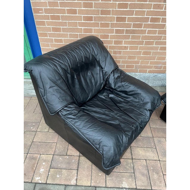 Set of Armchairs in Black Leather, Italy, 1980s For Sale - Image 4 of 18
