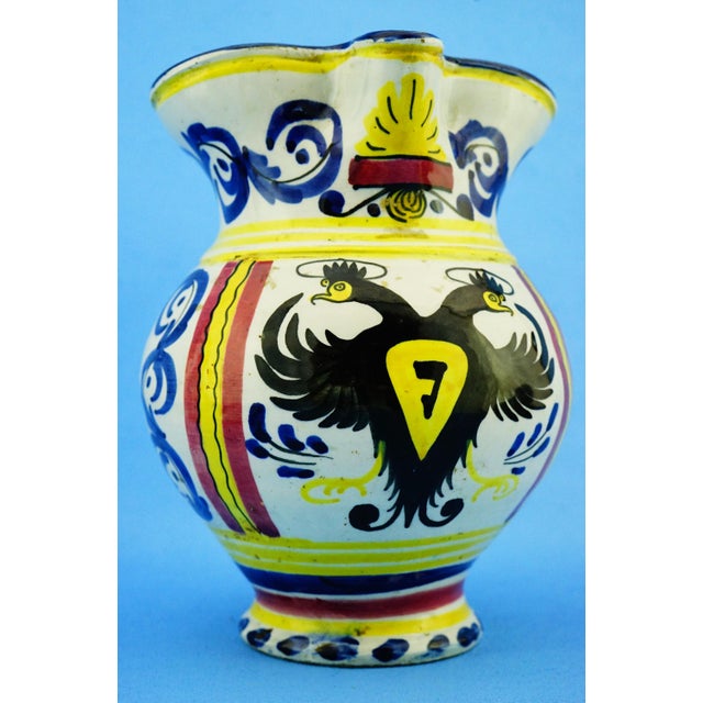 Antique Ceramic Jug Vase with a Two-Headed Eagle, Pesaro, Italy For Sale - Image 9 of 18
