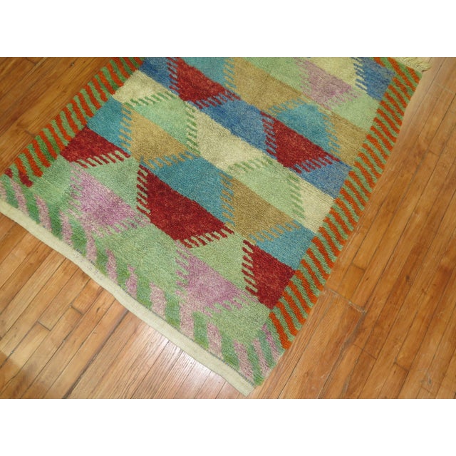 Beautiful Rainbow Vintage Turkish Konya Carpet - 4' x 5'1" For Sale - Image 4 of 5