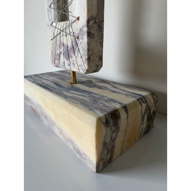 1980’s Italian Postmodern Geometric Abstract Carved Calacatta Viola Marble Sculpture For Sale - Image 10 of 12