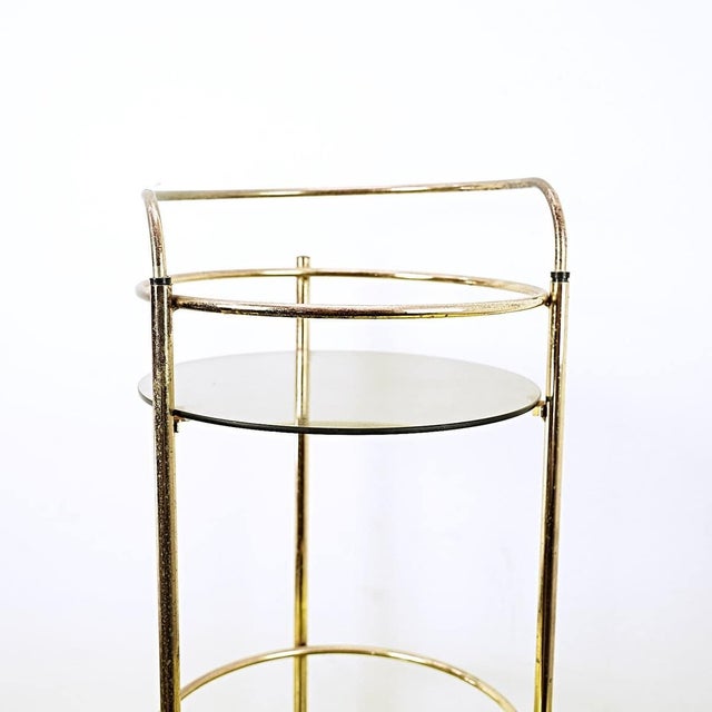 Smoke Glass and Metal Serving Trolley For Sale - Image 3 of 5