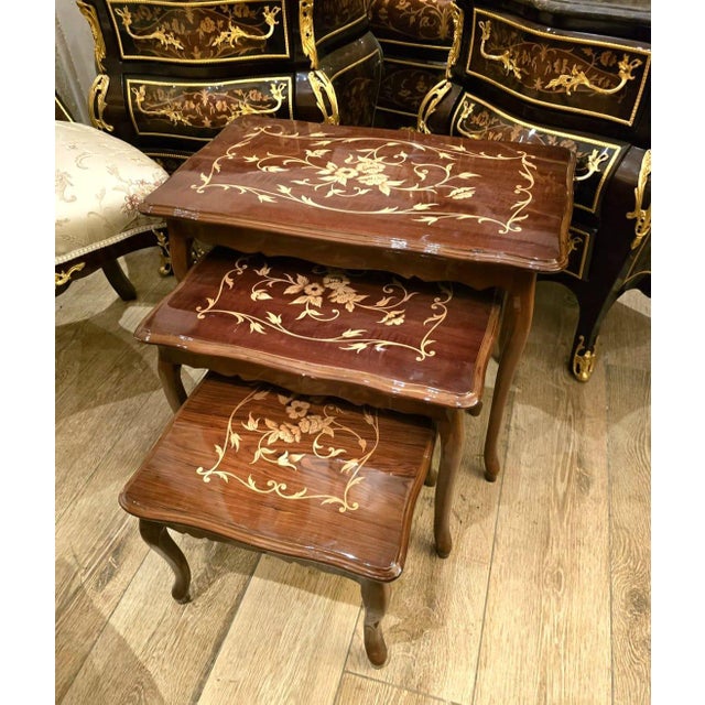 French 1990s French Louis XV Nesting Tables – Set of 3 (Rectangular) For Sale - Image 3 of 3