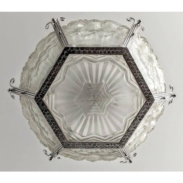 French Art Deco Pendant Chandelier Signed by Noverdy For Sale - Image 10 of 11