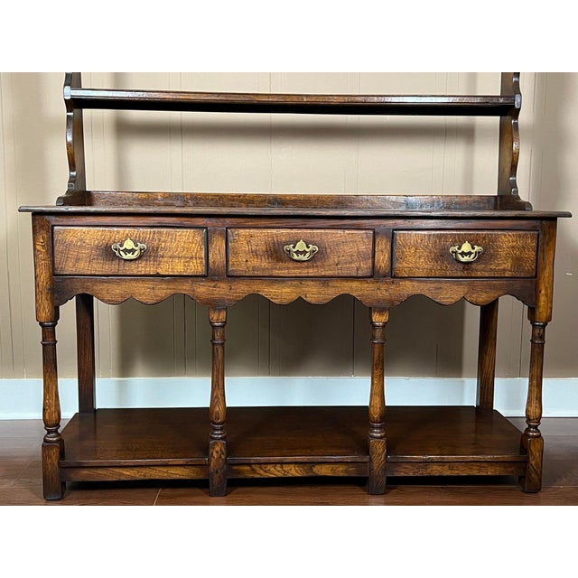 Antique English Dresser Sideboard Plate Rack Potboard Jacobean Tiger Oak C1900 For Sale - Image 11 of 18
