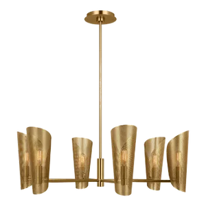 Christiane Lemieux by Visual Comfort Studio Plivot 6-Light Large Chandelier in Burnished Brass