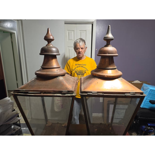 Antique British Copper Street Lanterns by W. Parkinson & Co., - Pair For Sale In Baton Rouge - Image 6 of 11
