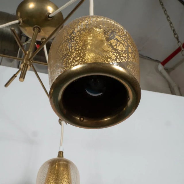 Vintage Gold-Flecked Murano Glass Suspension Chandelier For Sale In New York - Image 6 of 9