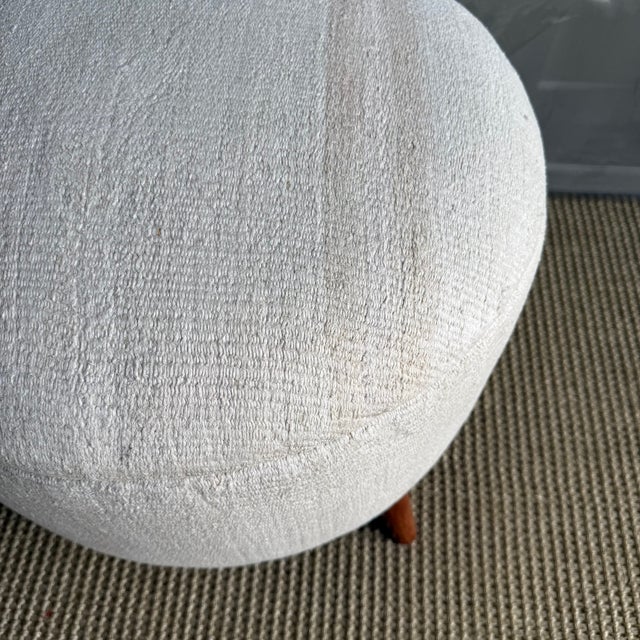 Pair of Off-white Ottomans Made From Vintage Turkish Rugs For Sale - Image 9 of 10