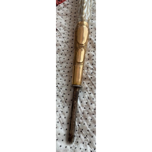 Antique Victorian Gold Filled and Mother of Pearl Umbrella or Parasol Handle For Sale - Image 10 of 12