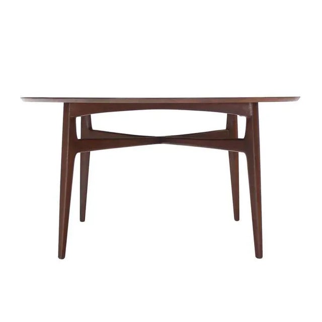 Very nice Danish Mid-Century Modern round teak game table by John Stuart.