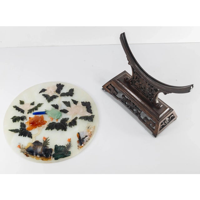 20th Century Chinese Decorative Chinoiserie Hardstone Table Screen For Sale - Image 10 of 11