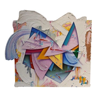 Large 1982 George D. Green Abstract Acrylic Painting - "Knives & Pistols" For Sale