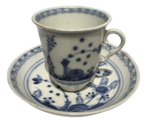 Mid-19th Century Porcelain Cup with Dish, Vienna, Set of 2