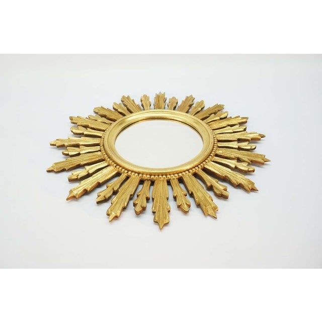 Giltwood Sunburst Wall Mirror, Hollywood Regency Style, c.1970s. For Sale - Image 4 of 9