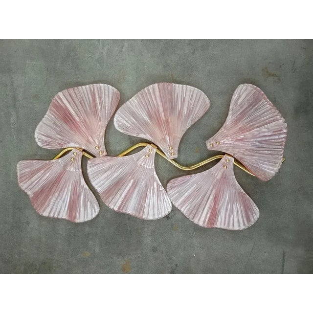 Murano Art Glass and Brass Pink Color Wall Light, 1990 For Sale - Image 6 of 10
