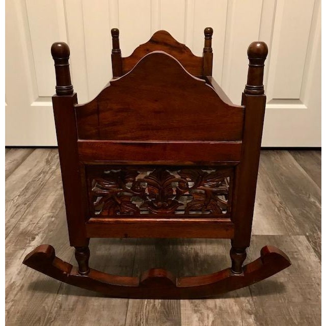 Vintage Carved Wood Rocking Cradle Chairish