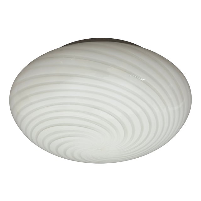 Vintage Opal Spiral Ceiling Lamp in Murano Glass, 1970s For Sale