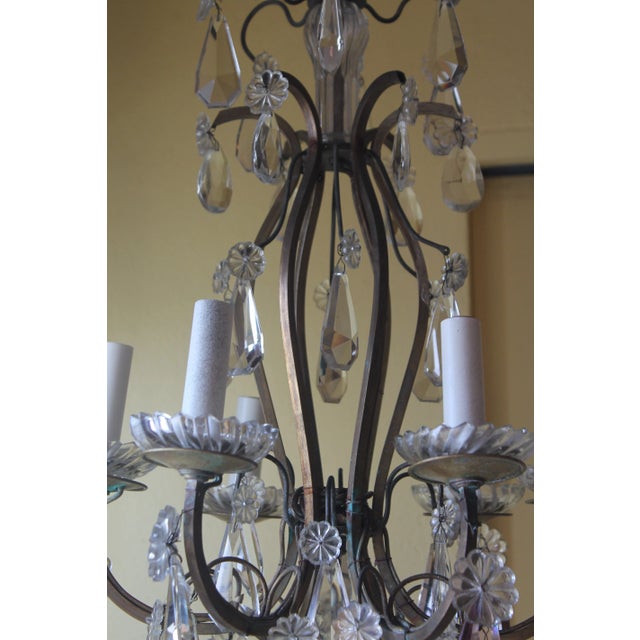 1900 - 1909 1900-1910 French Louis XV Style Cut Crystal/ Bronze Cage Chandelier in the Style of Baccarat For Sale - Image 5 of 13