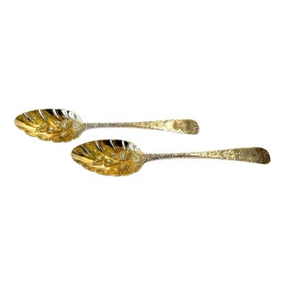 1793 Partial Gilt Sterling Silver Master Berry Spoons by Walter and Patrick Cunningham, Edinburgh - a Pair For Sale