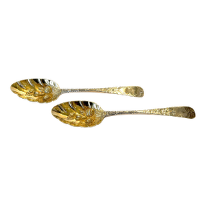 1793 Partial Gilt Sterling Silver Master Berry Spoons by Walter and Patrick Cunningham, Edinburgh - a Pair