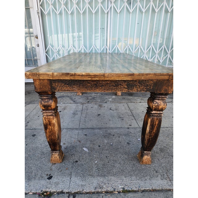 1980s Solid Pine Wood Dining Set For Sale - Image 4 of 12